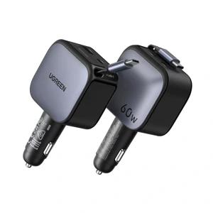 CARGADOR DE VEHICULO 60W CABLE RETRACTIL