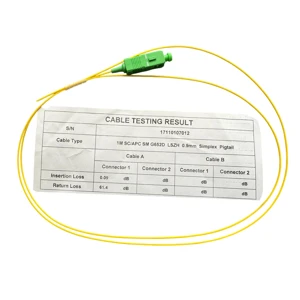 Pigtail SC/APC, singlemode, LSZH, 1 mete